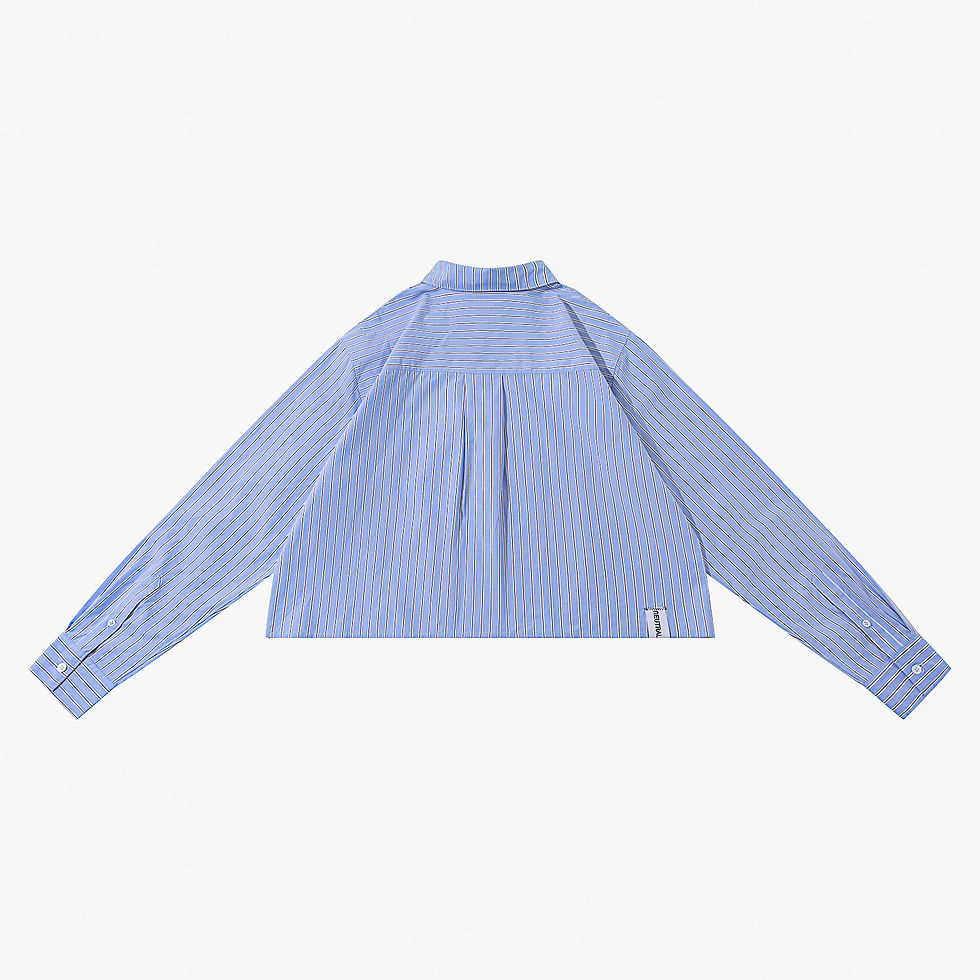Thumbnail: STRIPES CROP SHIRT - BLUE STRIPES