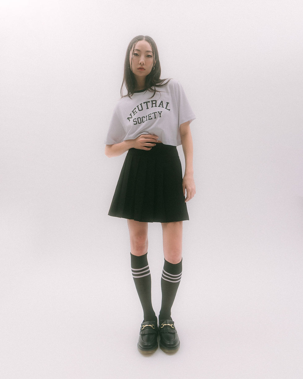 Thumbnail: COLLEGE CROPPED WIDE TEE - BLACK