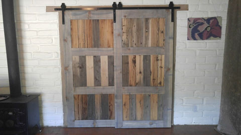Custom weathered barn doors by Narrow Leaf Woodworks in Albuquerque 