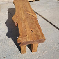 Custom wood outdoor bench with natural stain