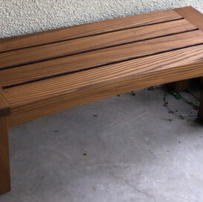 Custom wood outdoor bench with natural stain