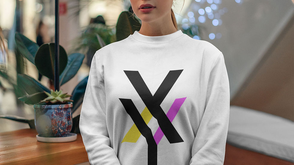 Eye-level view of a streetwear store with colorful hoodies and sneakers