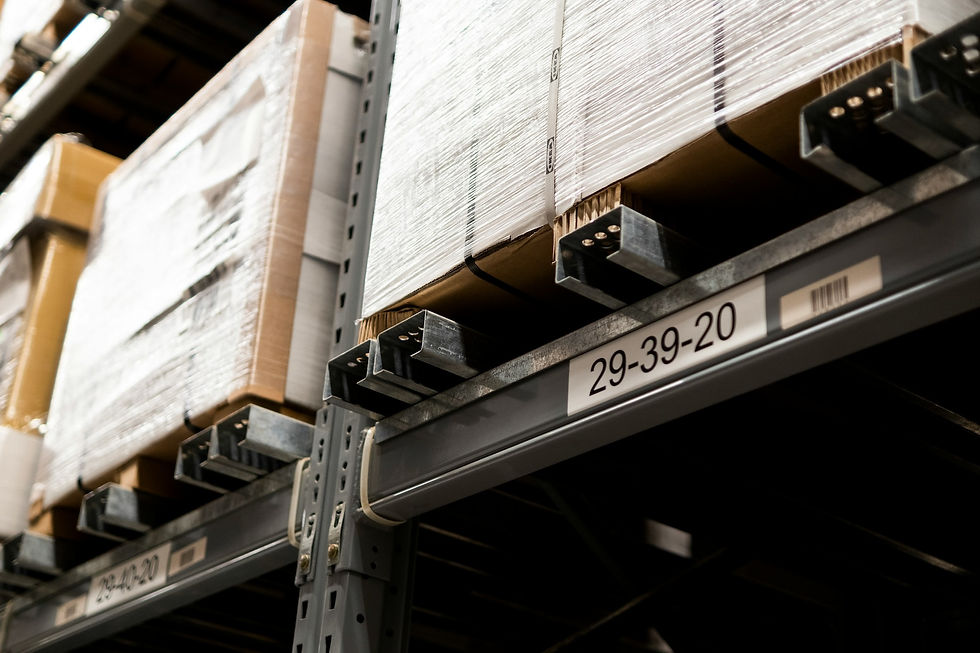 Pallets full of product in a fulfillment center.