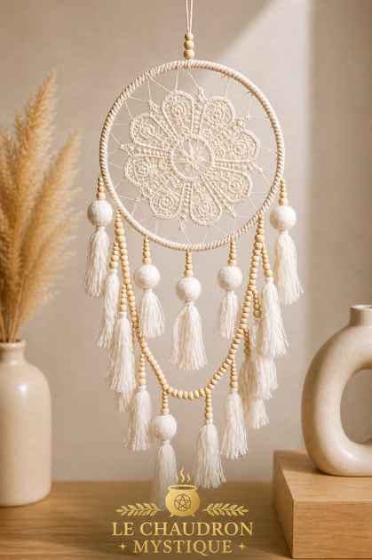 Attrape-rêves bohème macramé perles 40cm
