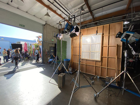 Outdoor Patio Set transformed into a restaurant-style setting for cooking shows and product videos at 2010 Studios.