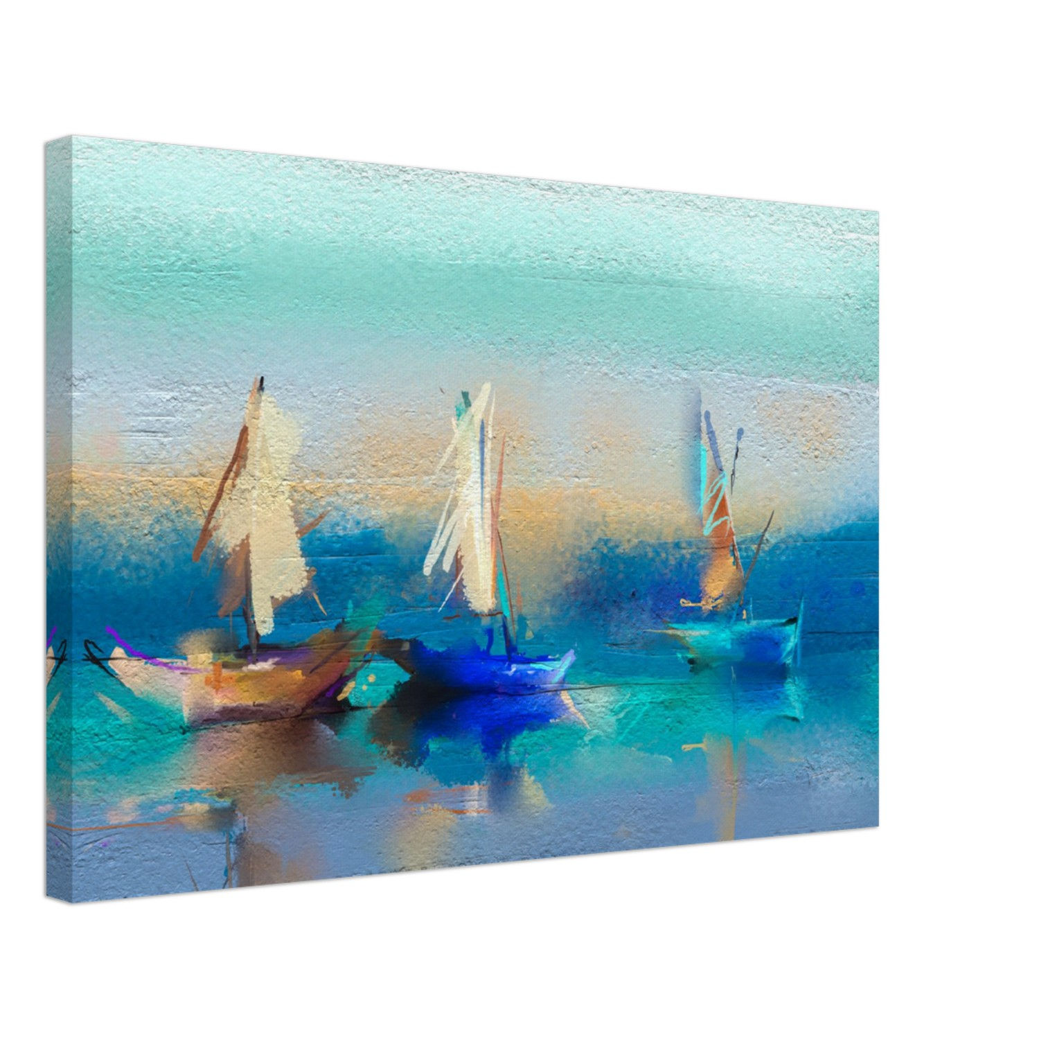 Sailing The Sea Print Textured Stretched Canvas Wall Art
