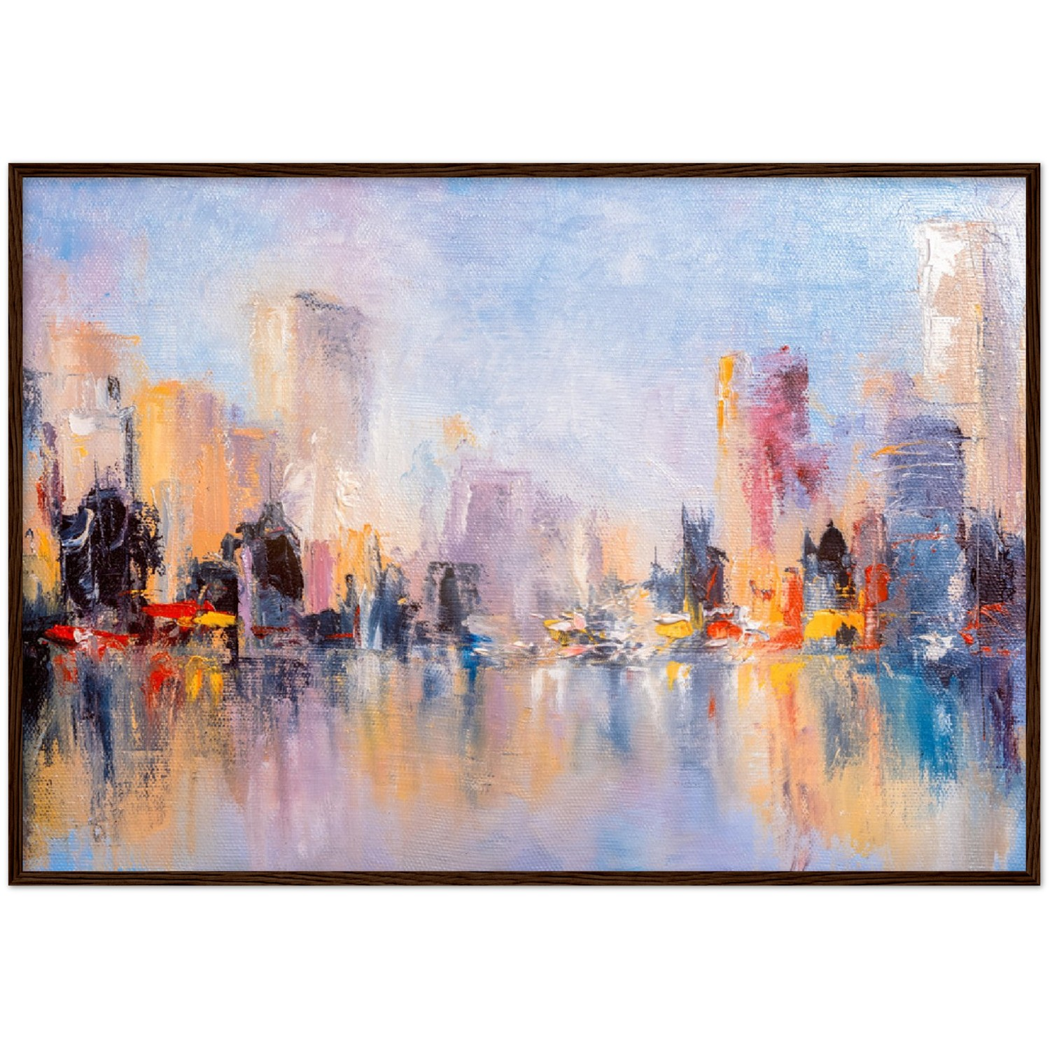 Skyline City View Abstract Premium Matte Paper Wooden Framed Poster