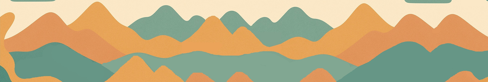 Abstract illustration of mountains and clouds in teal, beige, and orange, matching Rise Above Counseling brand colors.