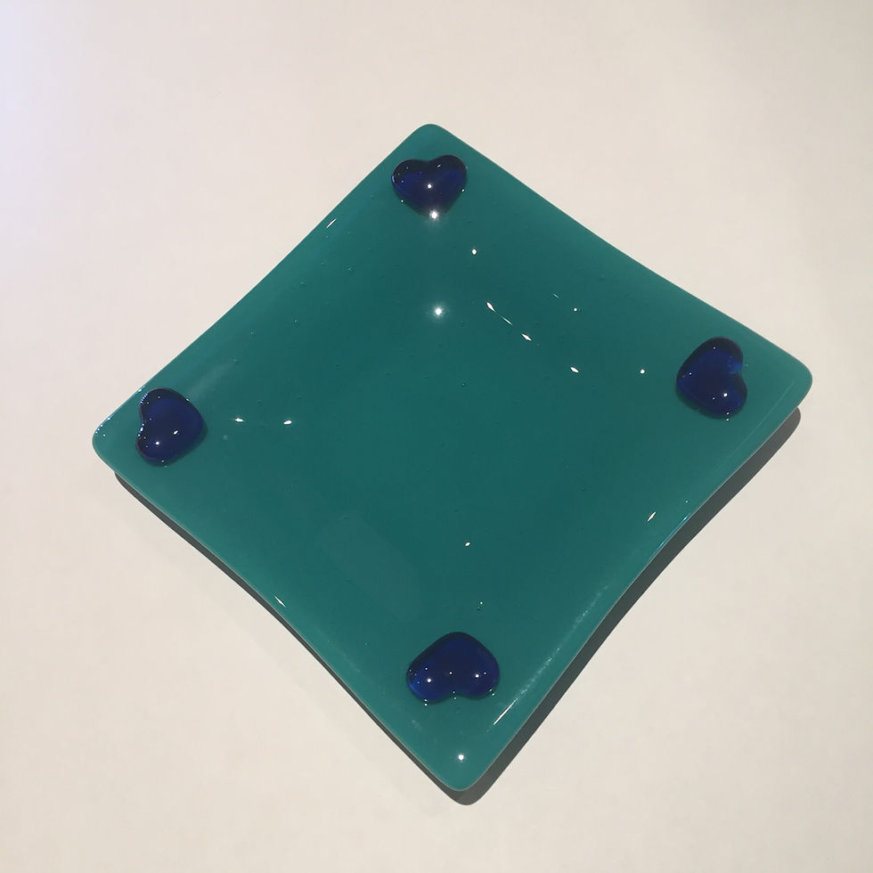 Thumbnail: Steel Jade heart square dish 15cm x 15cm