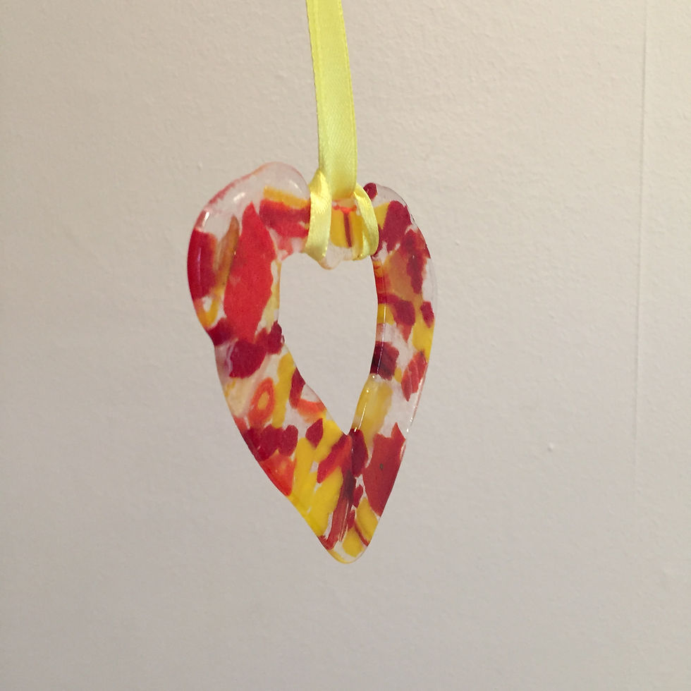 Thumbnail: Pressed Glass Heart Sun Catcher
