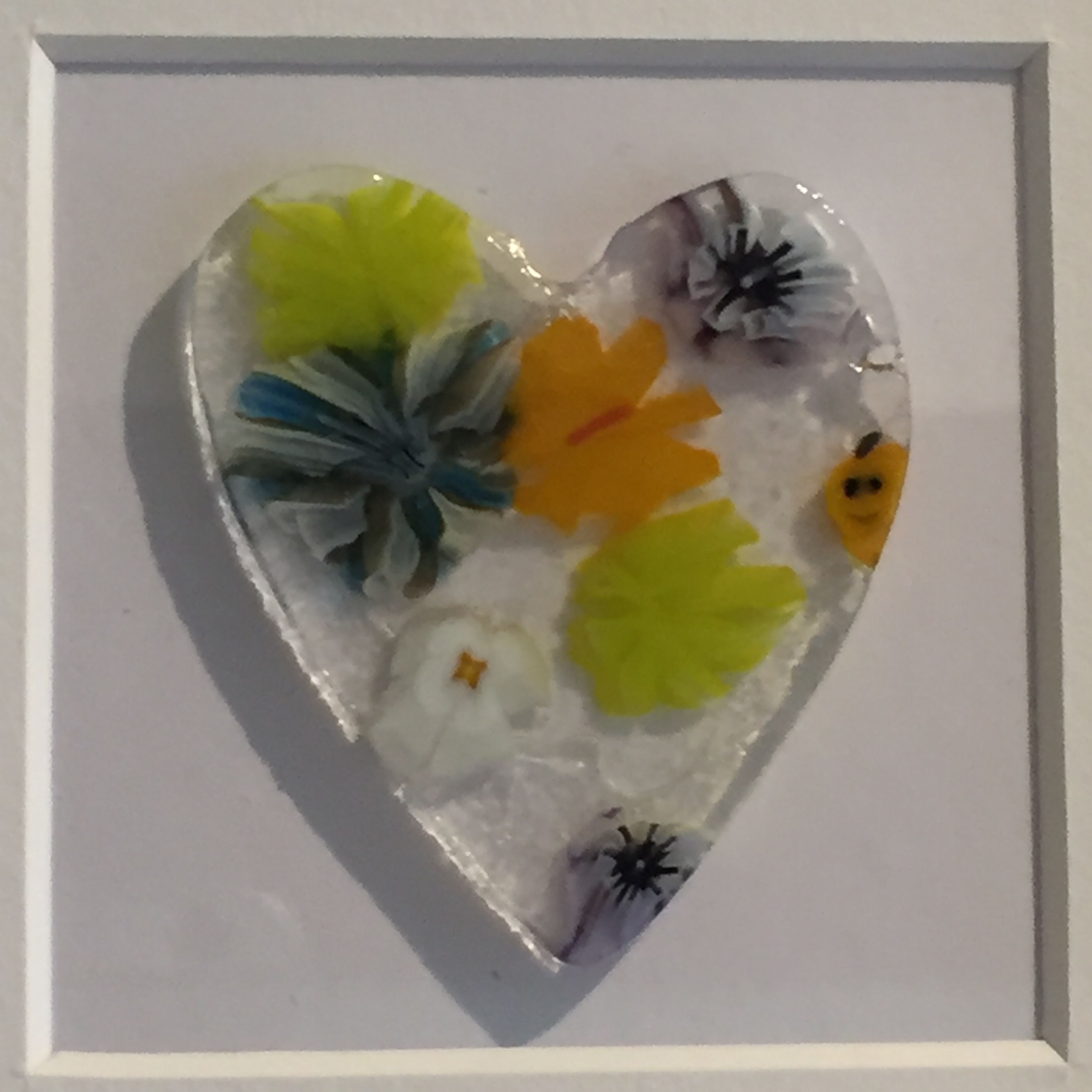 Mixed Murrini Heart Picture 10cm x 10cm