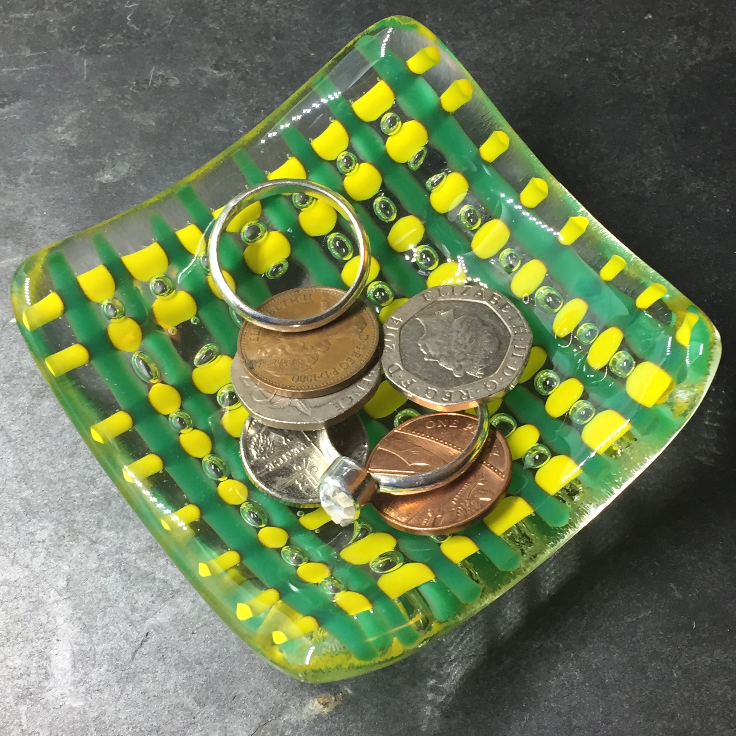 Yellow & Green Bubble Trinket Dish