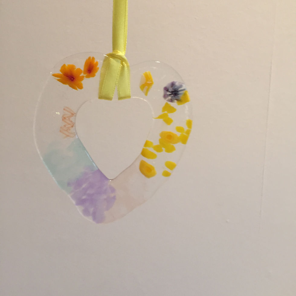 Thumbnail: Pressed Glass Heart Sun Catcher