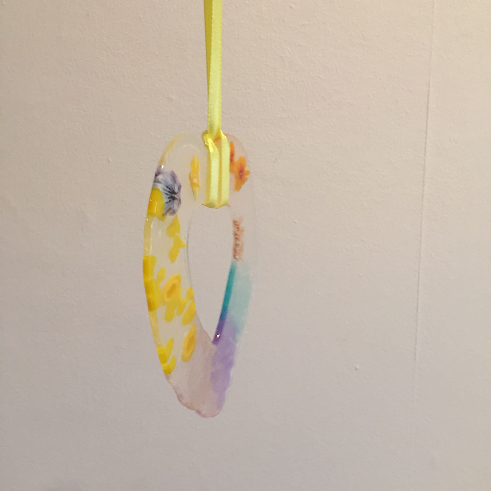 Thumbnail: Pressed Glass Heart Sun Catcher