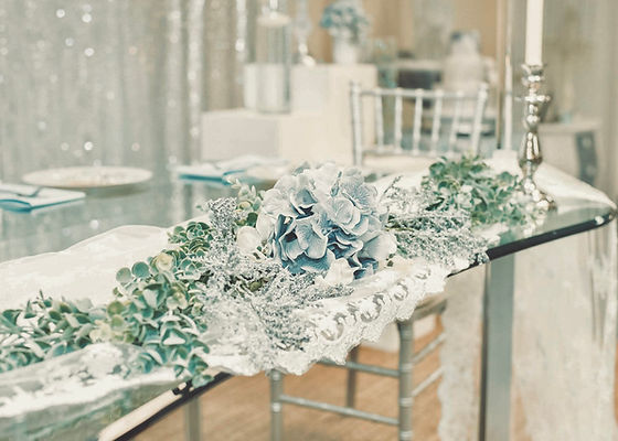 Silver and Blue Floral Arrangement