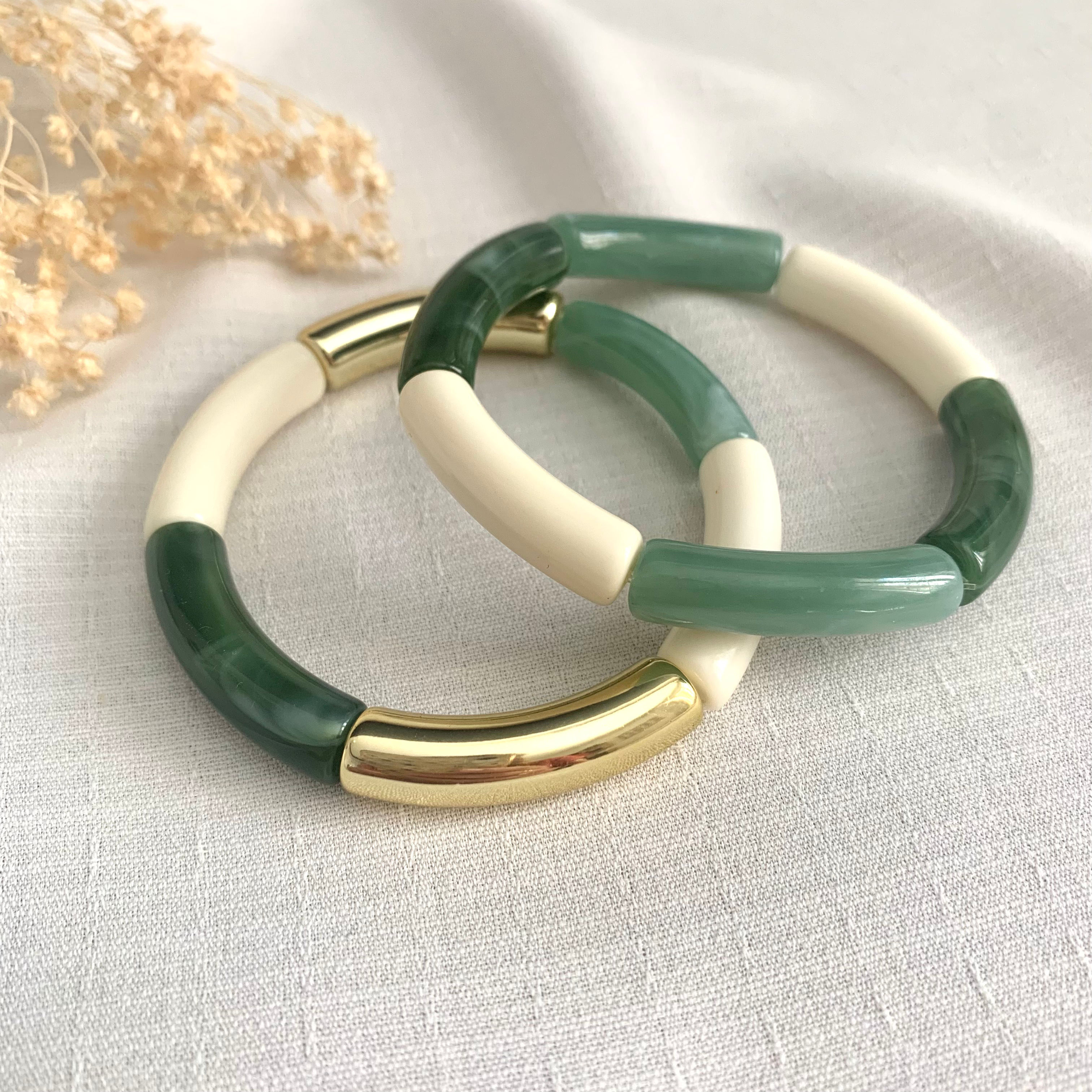 Bracelet Jonc Tubes AMELIA - Collection Vert