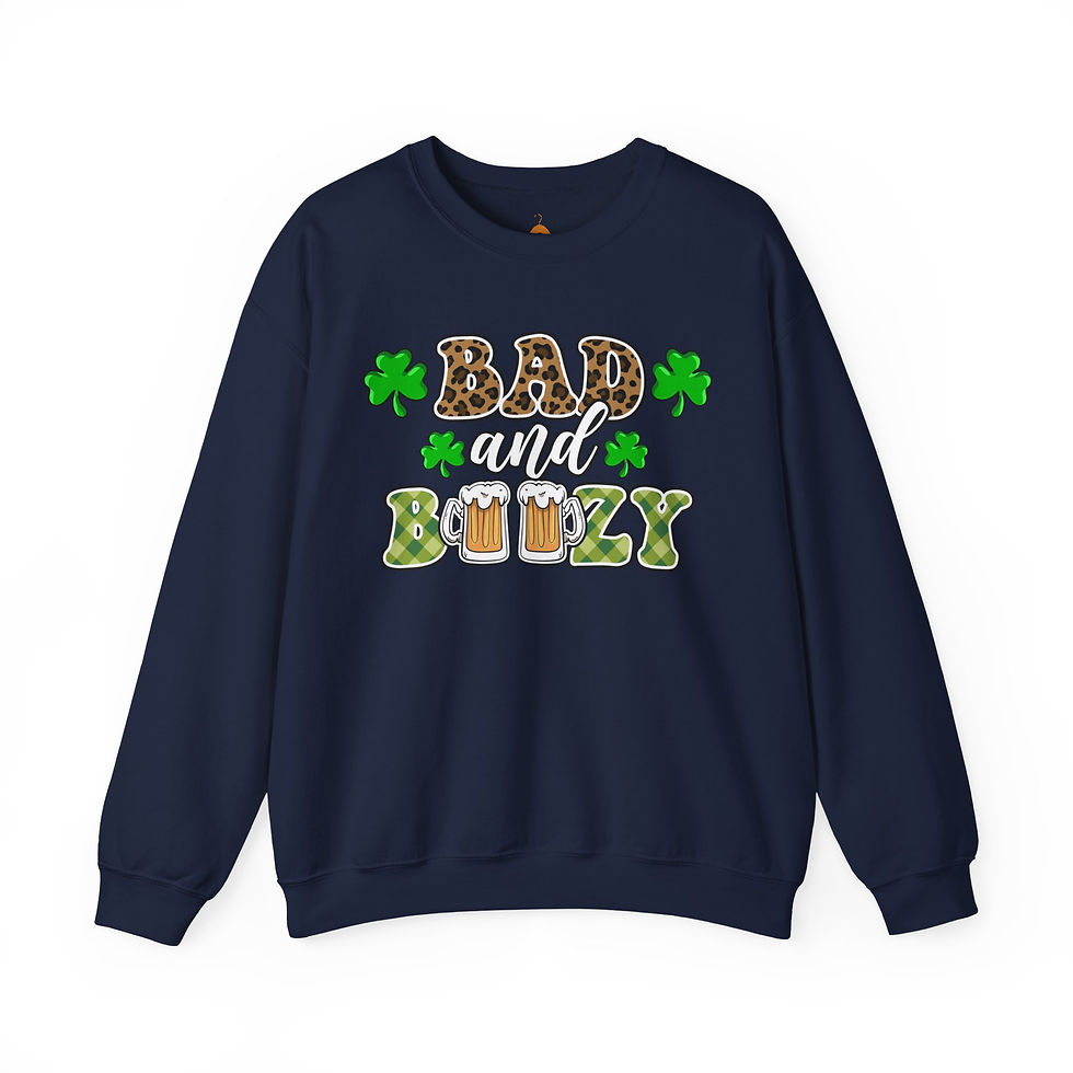 Thumbnail: Bad & Boozy Sweatshirt, St.Patricks Day sweater, Beer Chug, Fun drinking holiday