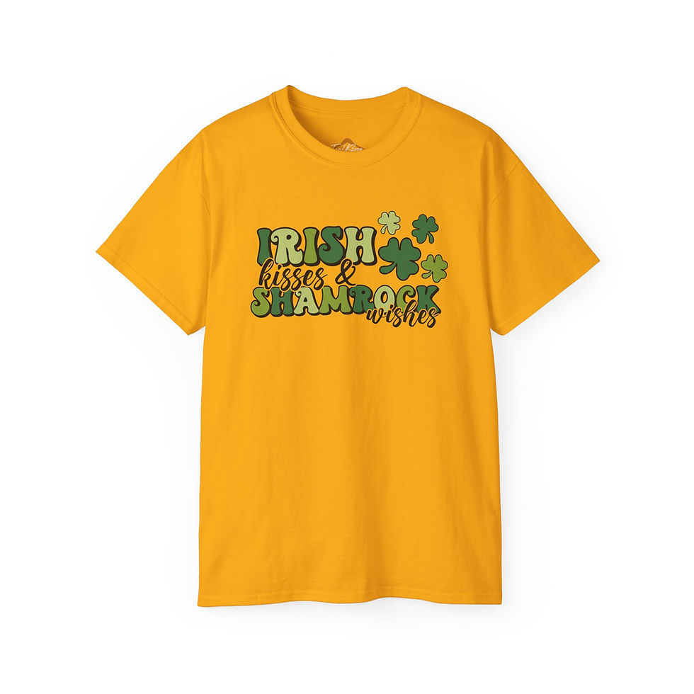 Thumbnail: Irish Kisses & Shamrock Wishes Tshirt, St.Patrick's Day Lucky shirt, Clover tee