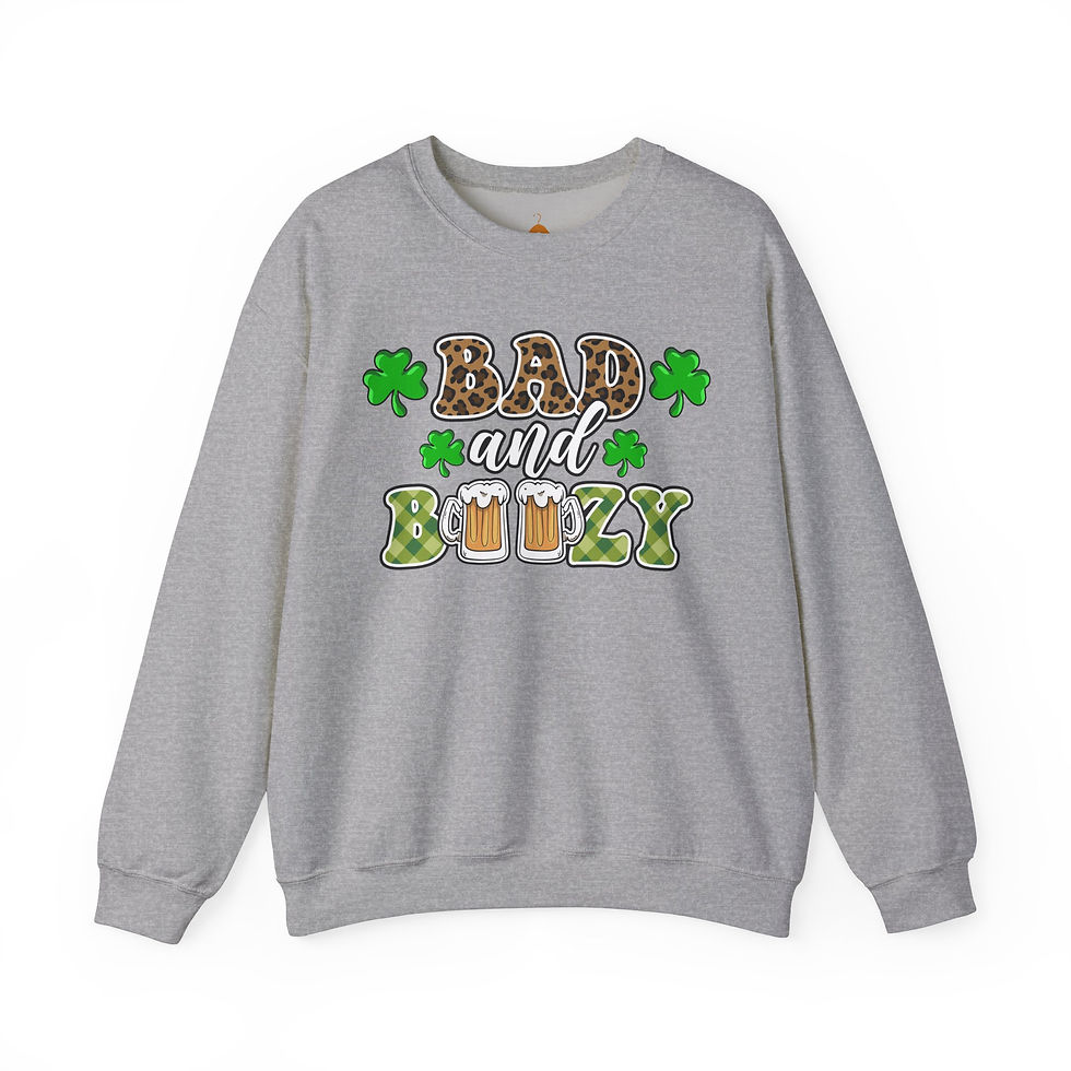 Thumbnail: Bad & Boozy Sweatshirt, St.Patricks Day sweater, Beer Chug, Fun drinking holiday