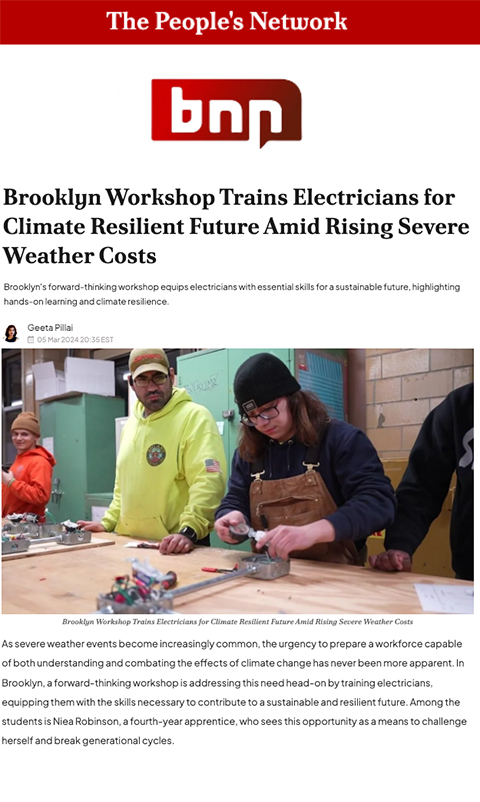 Brooklyn Workshop Trains Electricians for Climate Resilient Future Amid Rising Severe Weather Costs