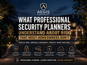 Modern residential property with layered perimeter lighting, surveillance, and strategic security planning elements at dusk