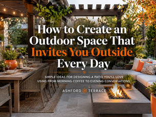 Elegant outdoor living space featuring a pergola, dining area, lounge seating, fire table, and architectural lighting designed for comfortable everyday outdoor living.