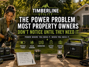 Homeowner using a portable power station and battery-powered outdoor equipment on a property while preparing for outdoor projects and backup power needs.