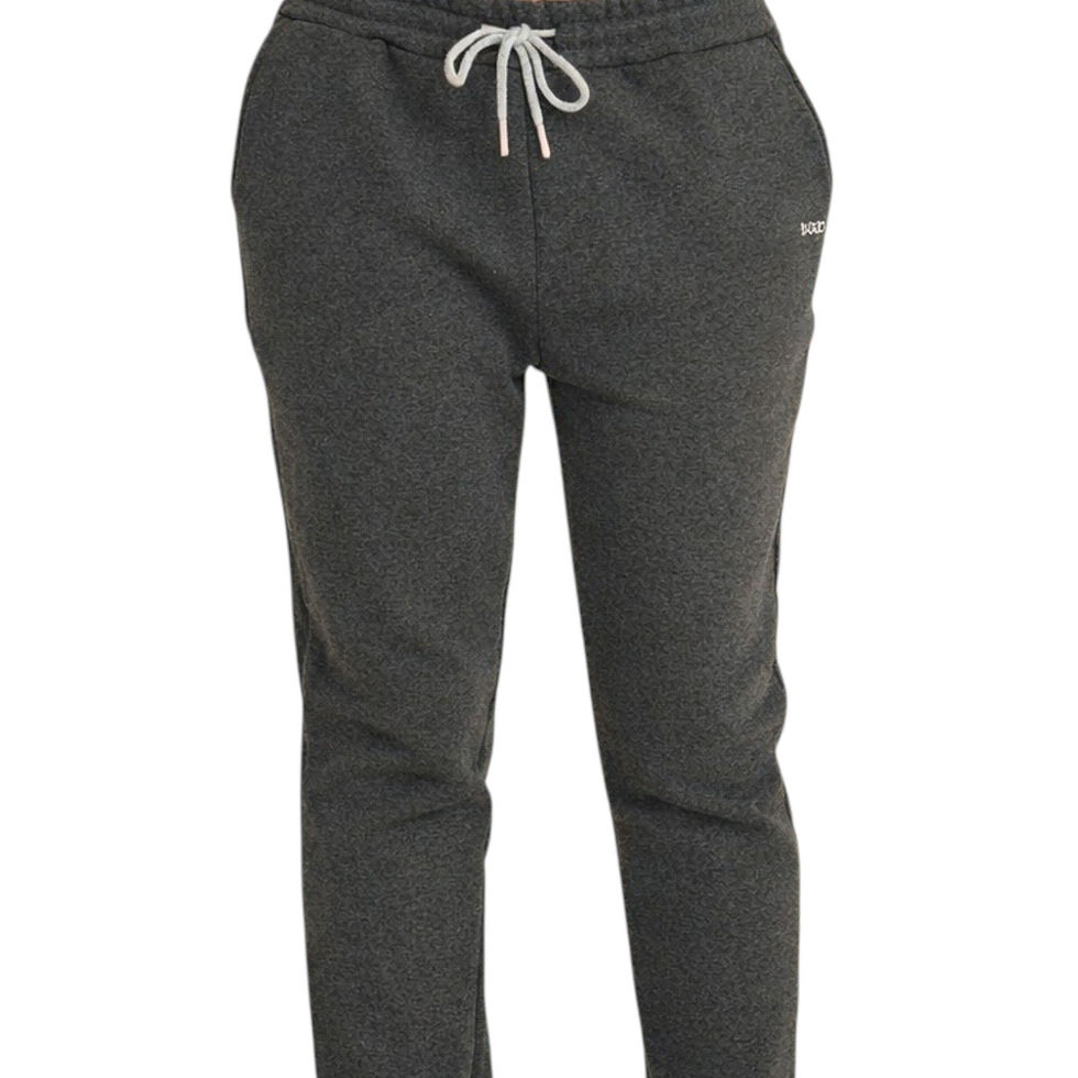 Kadın koyu gri jogger eşofman - bel bağcığı ve kumaş dokusu