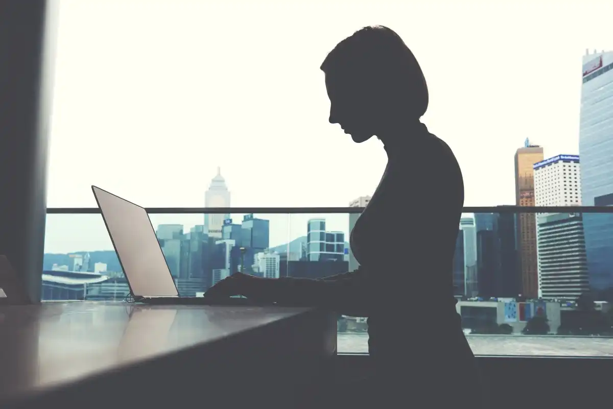A girl using her laptop