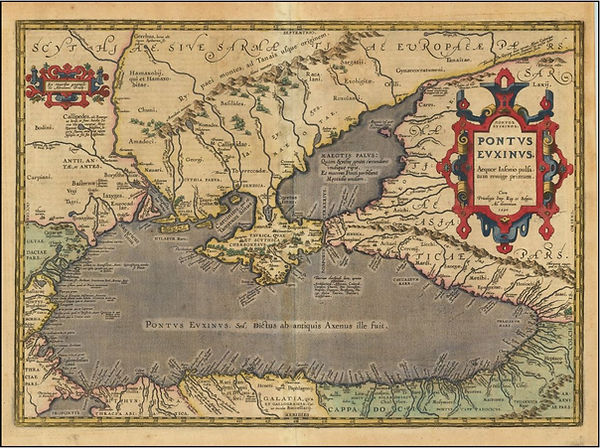 Abraham Ortelius_(Black Sea Region) Pontus Euxinus. Aequor Iasonio pulsatum remgie primum