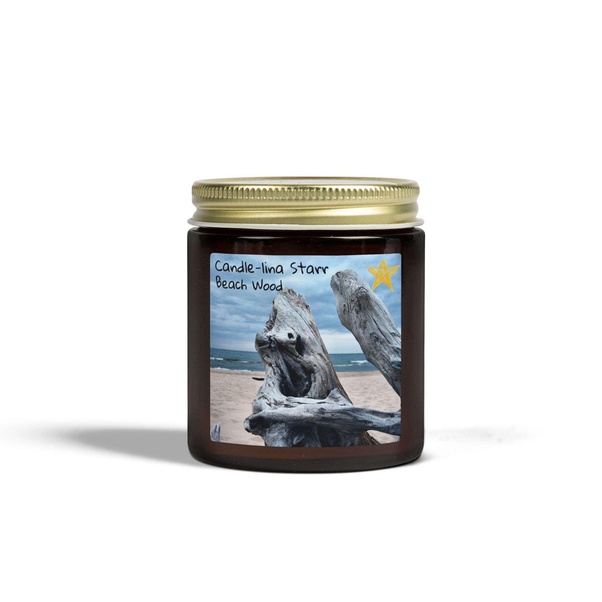 Carolina Starr, Coconut Apricot Wax,  Beach Wood Scented Candle (4oz, 9oz) 