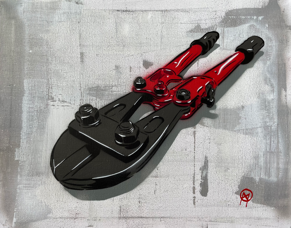 bolt cutter acrylic painting by Marty Surma