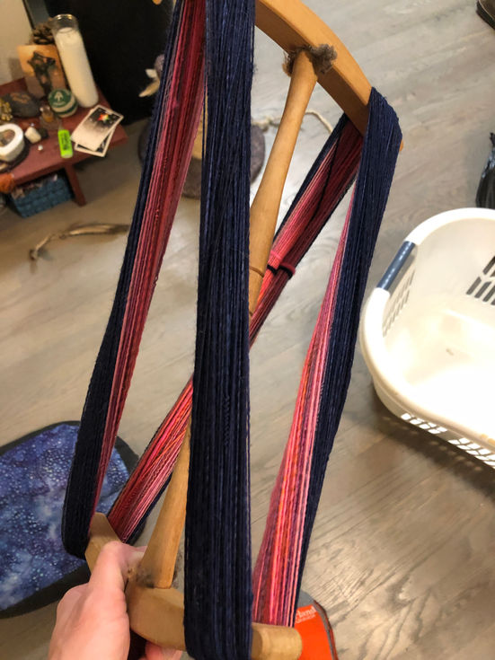 first skein on the niddy noddy