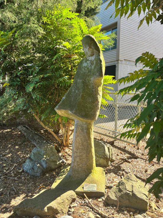 mushroom girl statue