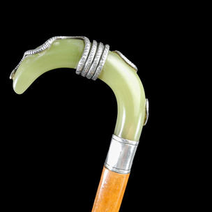 An Onyx Serpent Walking Cane C. 20th Century.