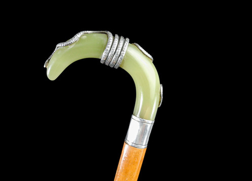 An Onyx Serpent Walking Cane C. 20th Century. Item: 138