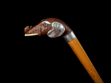 An Elephant Head Walking Cane by Robert Pringle C. 1902