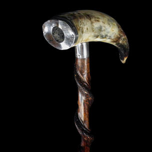 An Italian Folk Art Bovine Horn Walking Stick C. 20th Century.