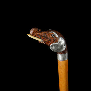 An Elephant Head Walking Cane by Robert Pringle C. 1902.