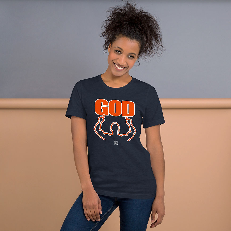 Thumbnail: Mens Shorts In Navey Blue, White, And Orange With 2 Hand GOD Logo