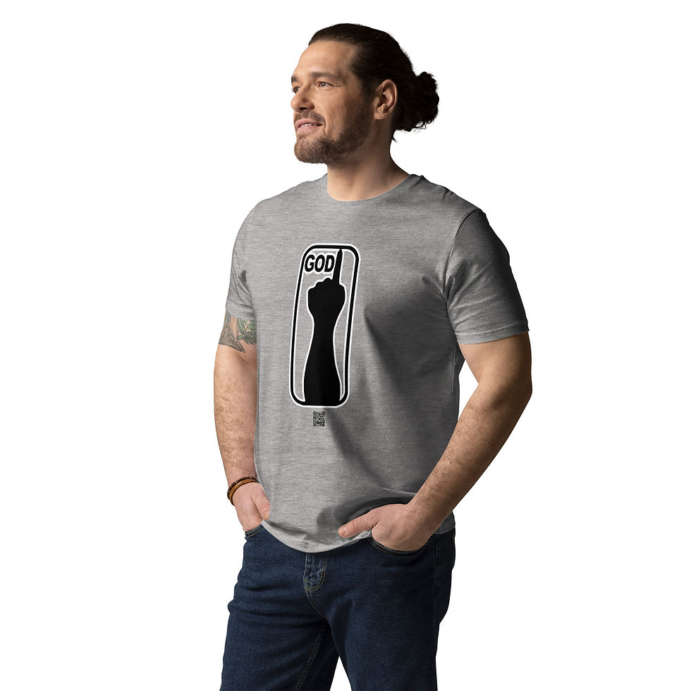 Thumbnail: Men's 1 Hand GOD Logo T-shirt in Black and White