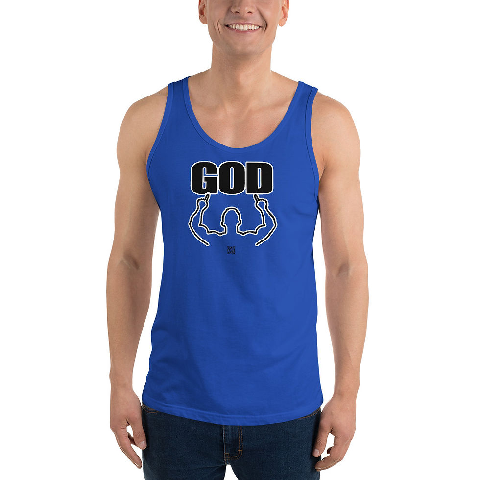 Thumbnail: Men's 2 Hand GOD Logo Tank Top in Black and White