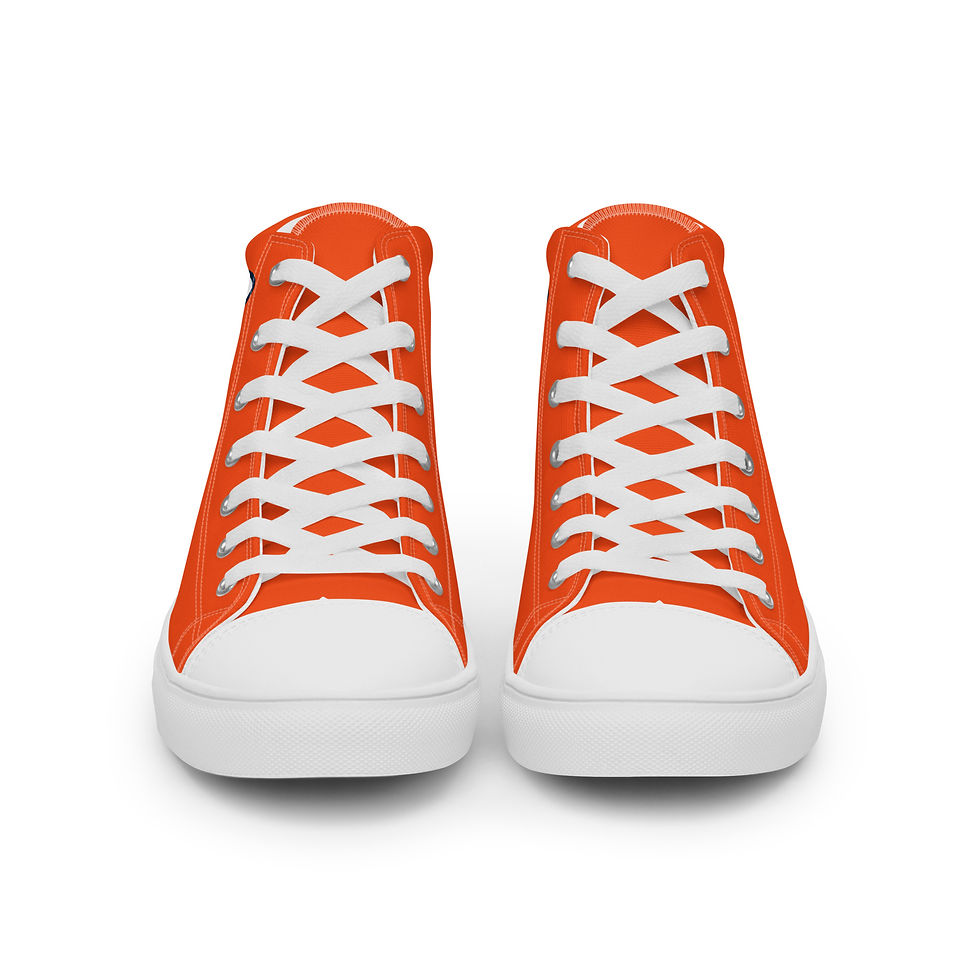 Thumbnail: Men’s High Top Canvas Shoes With 2 Hand's GOD Logo In Orange, White, and Navy