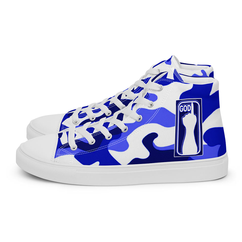 Thumbnail: Men’s High Top Canvas Shoes In One Hand GOD Logo