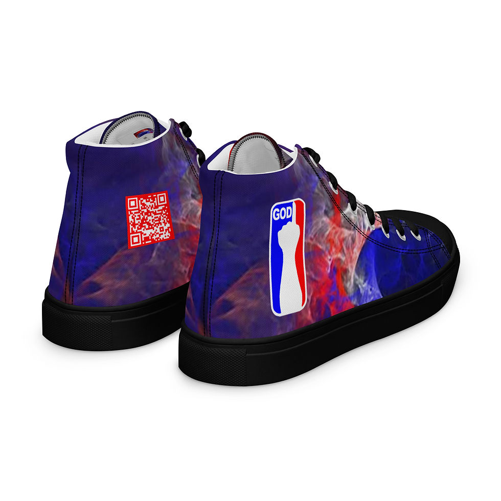 Thumbnail: Men’s High Top Canvas Shoes / One Hand GOD Logo In Red, White and Blue