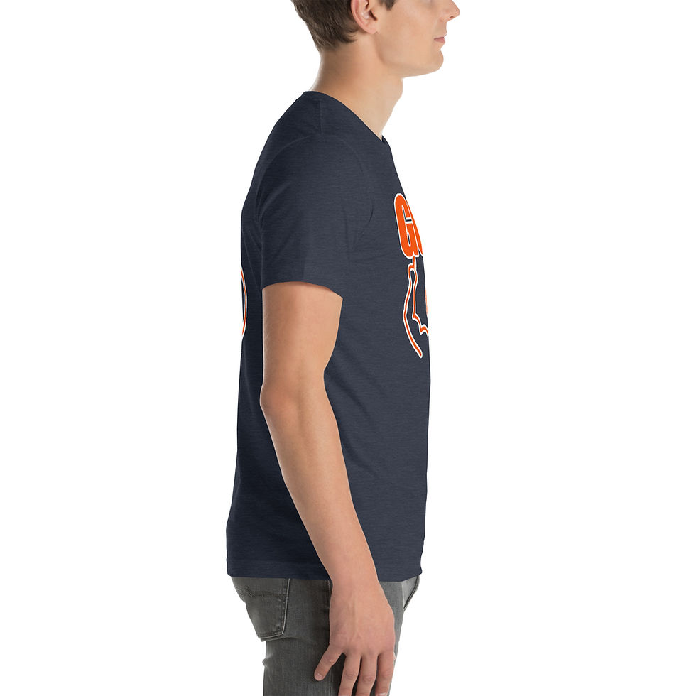 Thumbnail: Mens Shorts In Navey Blue, White, And Orange With 2 Hand GOD Logo