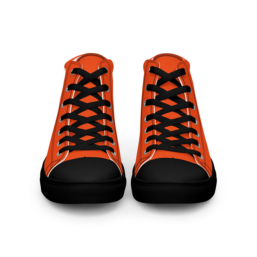 Thumbnail: Men’s High Top Canvas Shoes One Hand GOD Logo In Orange, White & Navy