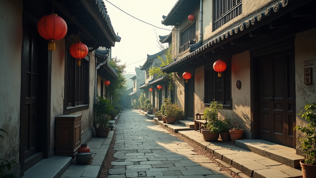 Eye-level view of the Old Hutong houses with traditional architecture