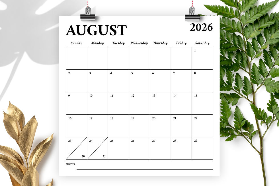 Thumbnail: 2026 Square 12 x 12 Inch Bold Serif Calendar Template, Calendar PDF, Printable Calendar, Blank Calendar