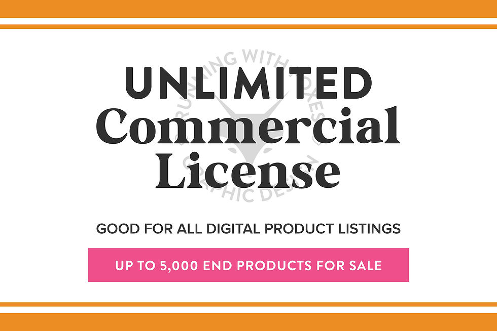 Unlimited Commercial Licensing for Digital Art and Templates, up to 5000 Digital or Physical End Products, Social Media